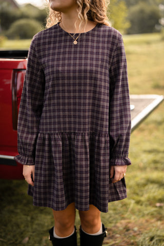 lala dress bordeaux block