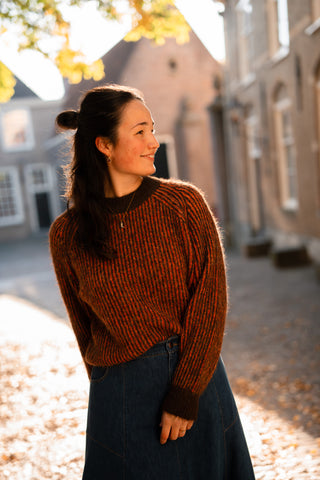 A View Senna knit pullover brown/orange