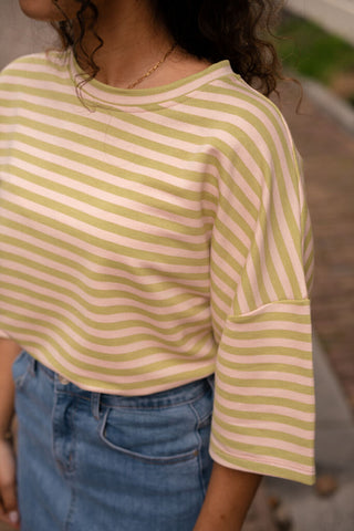 Lovi tee stripe pistache/pink short – foto 4