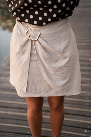 Azzurro 94108 skirt gold detail beige