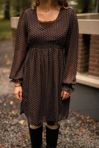 dress azzurro dot 95284 brown/blue