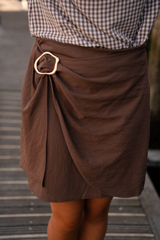 Azzurro 94108 skirt gold detail brown