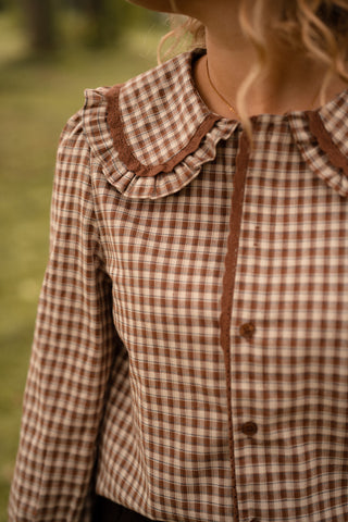 blouse block brown kraag
