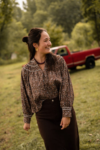 Blouse print brown Eva