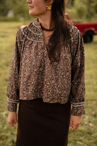 Blouse print brown Eva