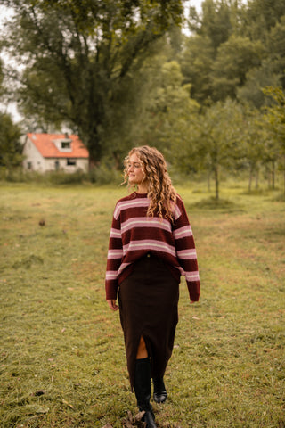 Are knit stripes burgundy