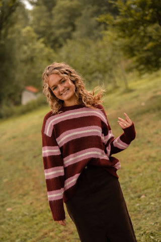 Are knit stripes burgundy