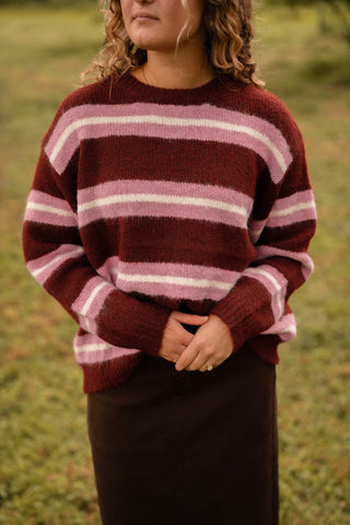 Are knit stripes burgundy