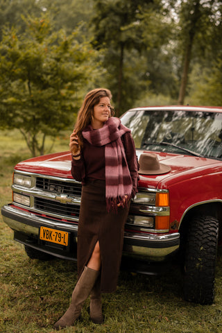 shawl red/pink stripes