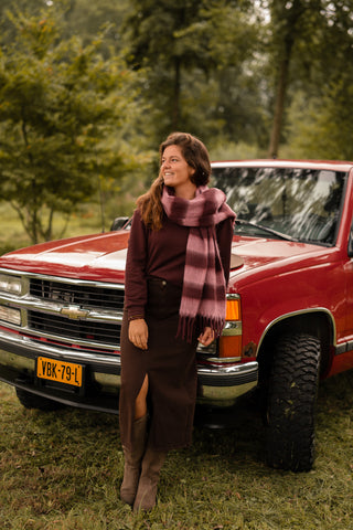 shawl red/pink stripes