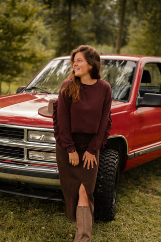 Sweater bordeaux ruffle Noor