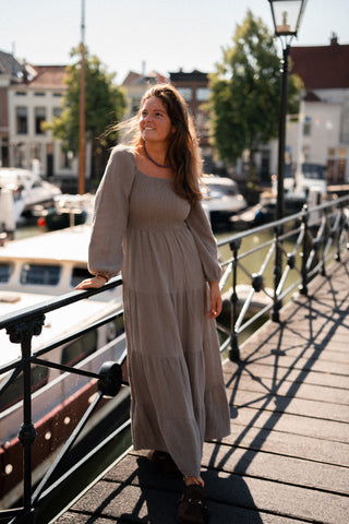 Coton dress CJ guusje taupe