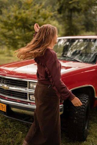 Sweater bordeaux ruffle Noor
