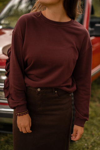 Sweater bordeaux ruffle Noor