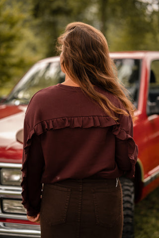 Sweater bordeaux ruffle Noor