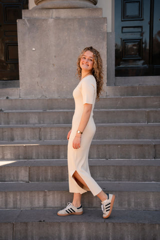Azzurro 8518 bodycon dress beige – foto 5