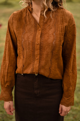 blouse brown cotton goldie