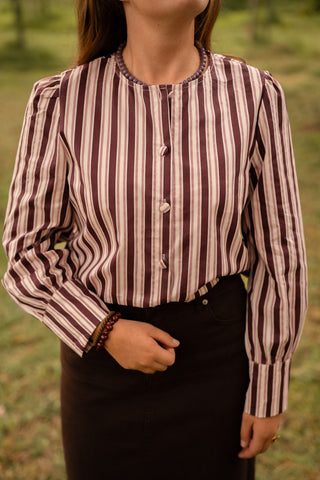 blouse stripe bordeaux pink