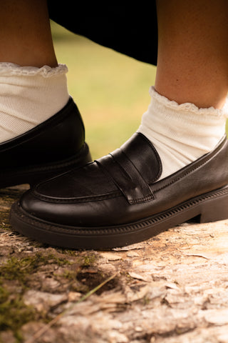 brown leather loafer