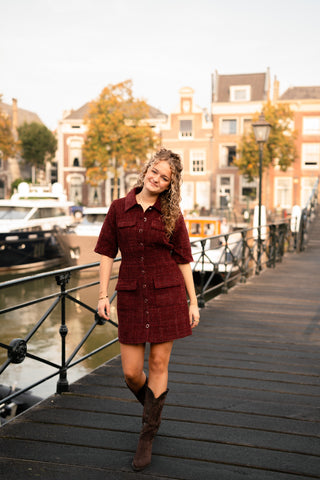 Freebird deluxe dress boucle bordeaux