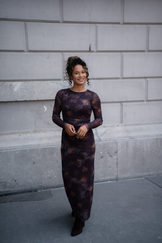 A VIEW - Belena dress brown/sand mesh