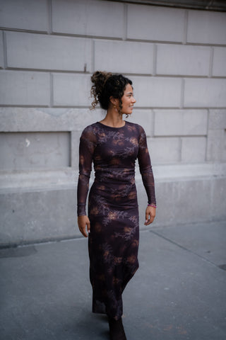 A VIEW - Belena dress brown/sand mesh
