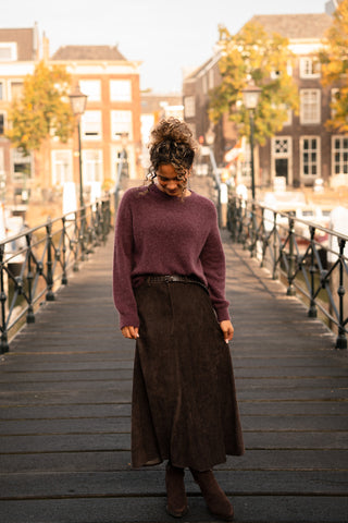 Fien long top knitted prune