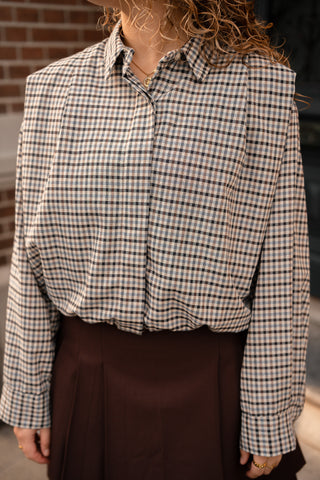 Blouse Debbie cropped blue block