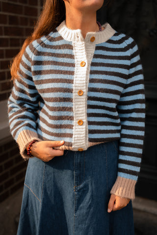 Cardigan blue/camel Livia