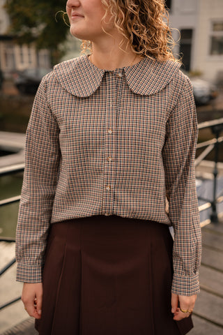 blouse block brown kraag anne