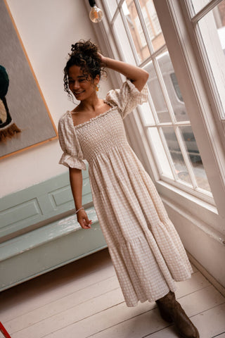 saar dress blocked beige – foto 6