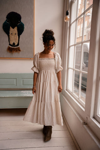 saar dress blocked beige – foto 3