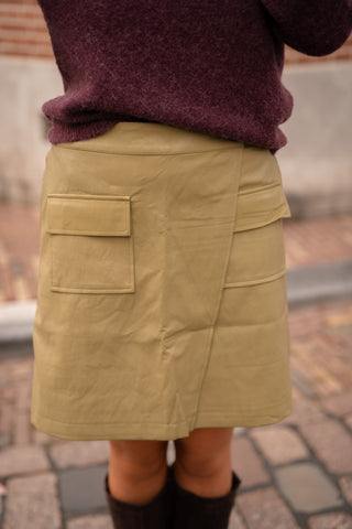 Azzurro skirt olive leather