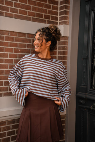 long sleeve brown/blue