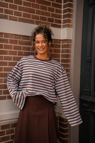 long sleeve brown/blue