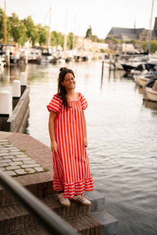 6817 dress zakynthos stripe orange/pink – foto 6