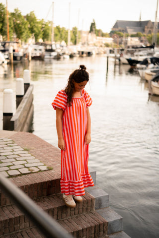 6817 dress zakynthos stripe orange/pink – foto 5