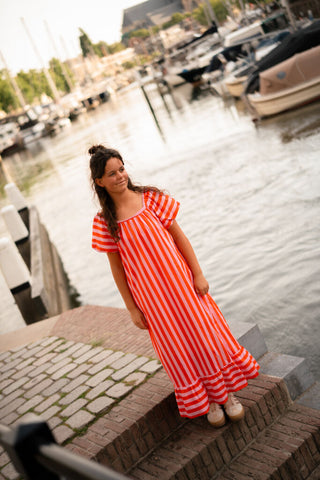 6817 dress zakynthos stripe orange/pink – foto 4