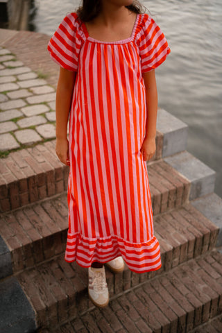 6817 dress zakynthos stripe orange/pink – foto 2