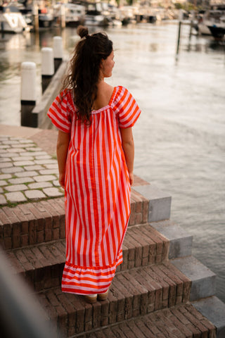 6817 dress zakynthos stripe orange/pink – foto 3
