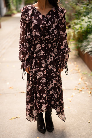 Ely dress flower brown pink