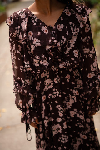 Ely dress flower brown pink