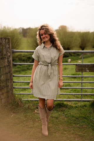 april 3309 dress khaki stripe – foto 4