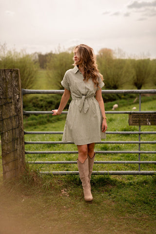 april 3309 dress khaki stripe