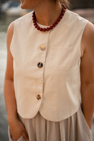 elenza 60019 gilet beige button