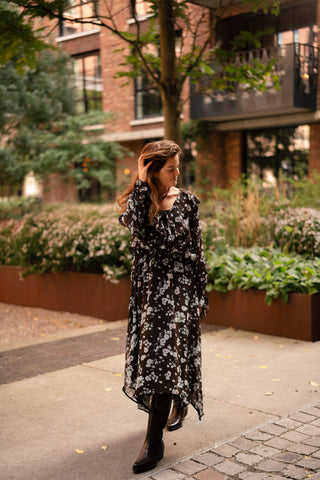 Ely dress flower brown blue