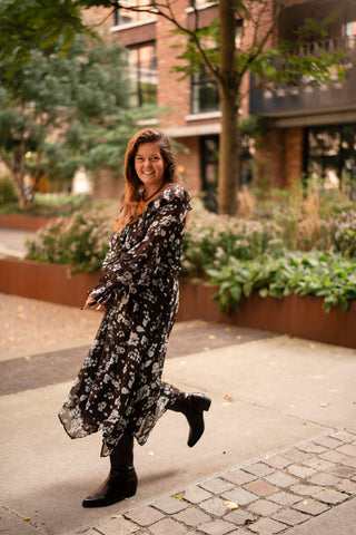 Ely dress flower brown blue