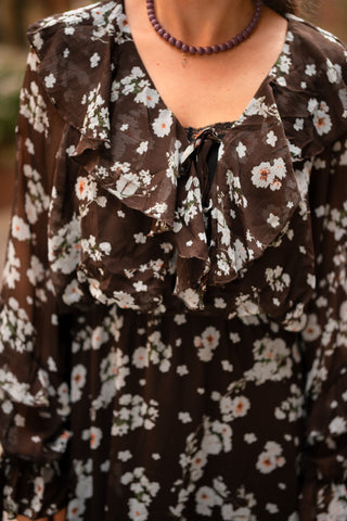 Ely dress flower brown blue
