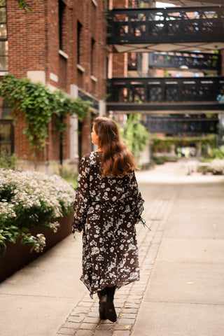 Ely dress flower brown blue