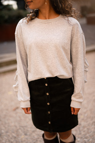 Sweater grey ruffle Noor